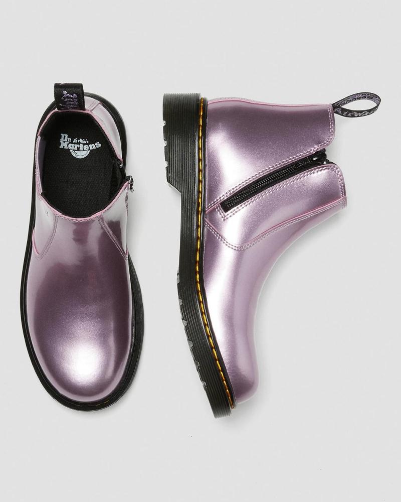 Dr Martens Youth 2976 Metallic Chelsea Støvler Børn Lyserød | DK 670LIS